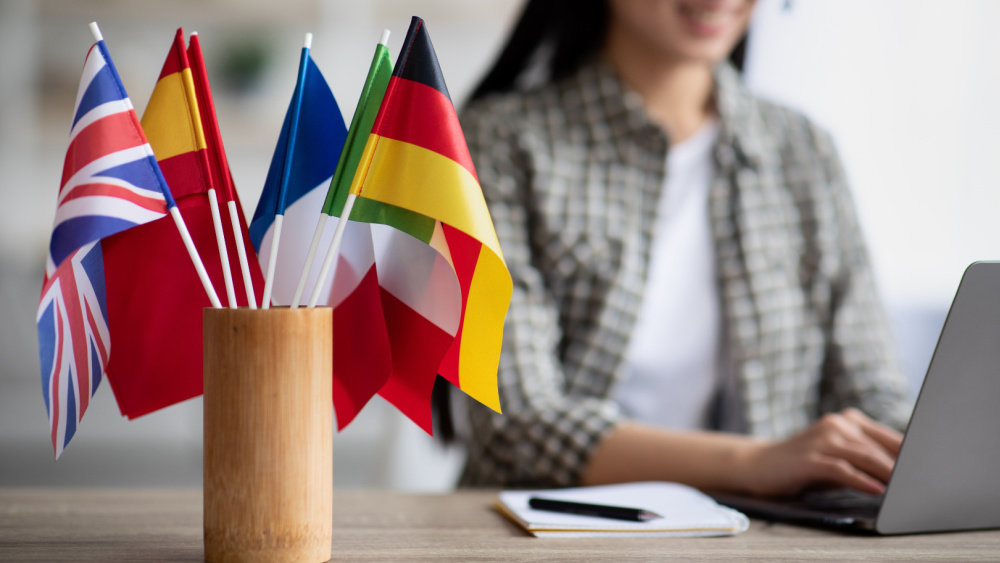 Person reading and learning languages